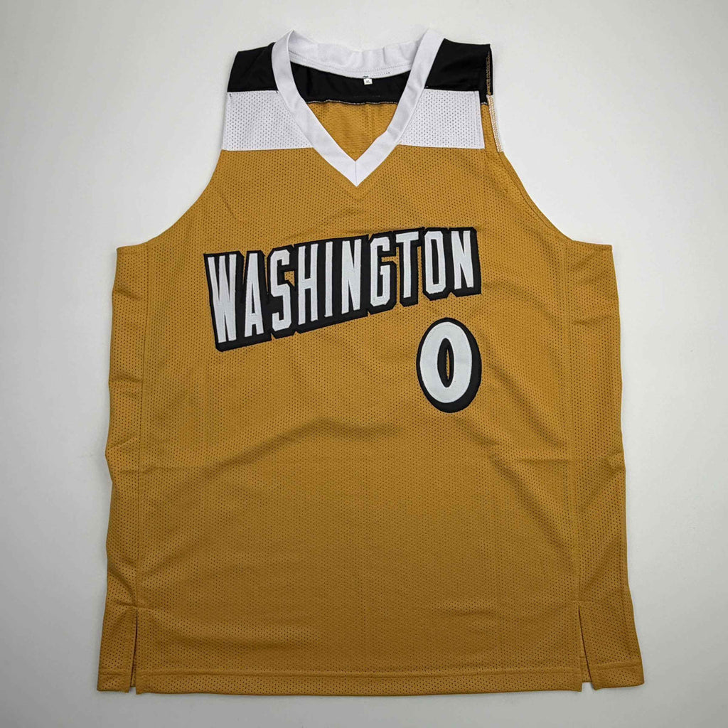 Autographed/Signed Gilbert Arenas Washington Gold Basketball Jersey Beckett BAS COA