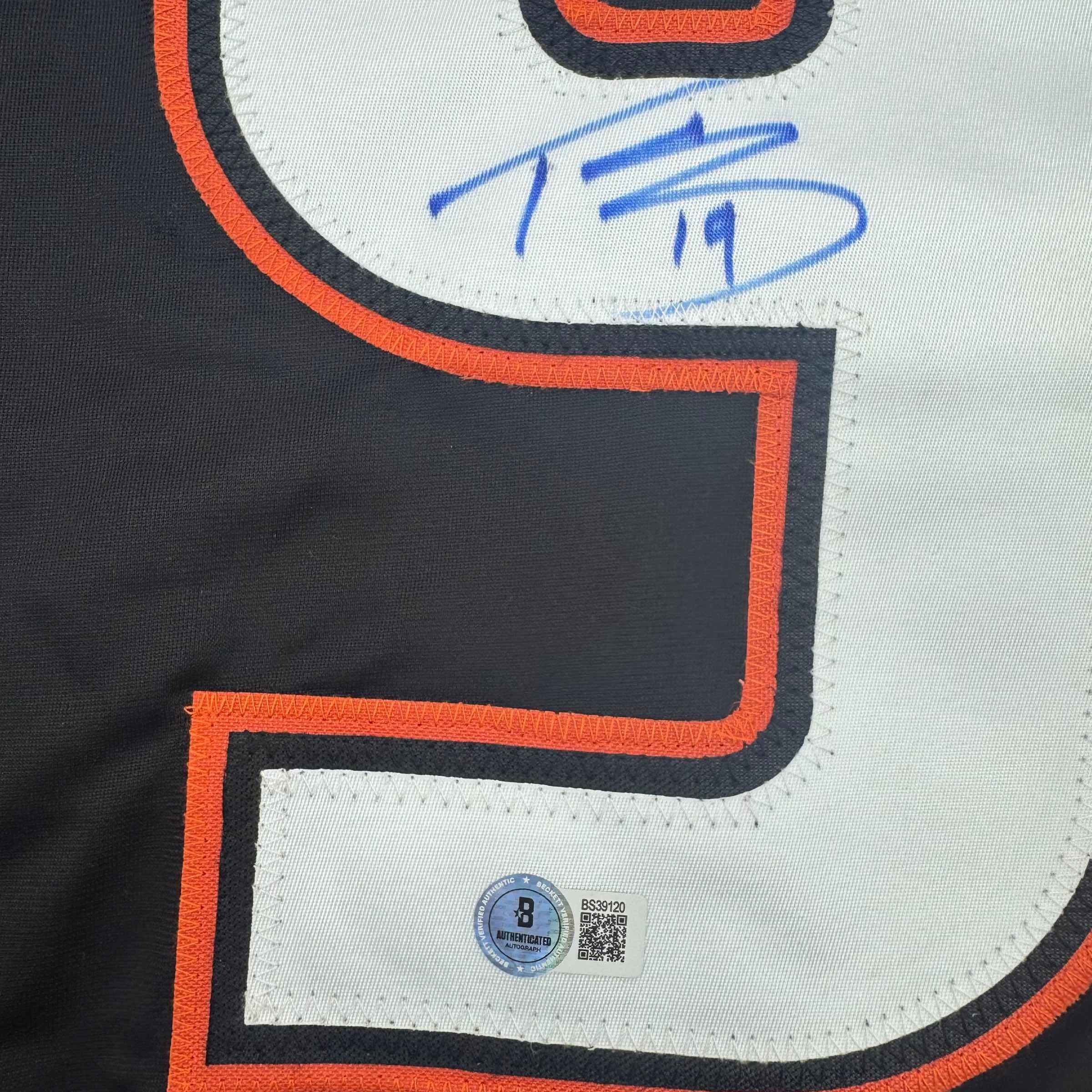 Autographed/Signed Troy Terry Anaheim Black Hockey Jersey Beckett BAS COA