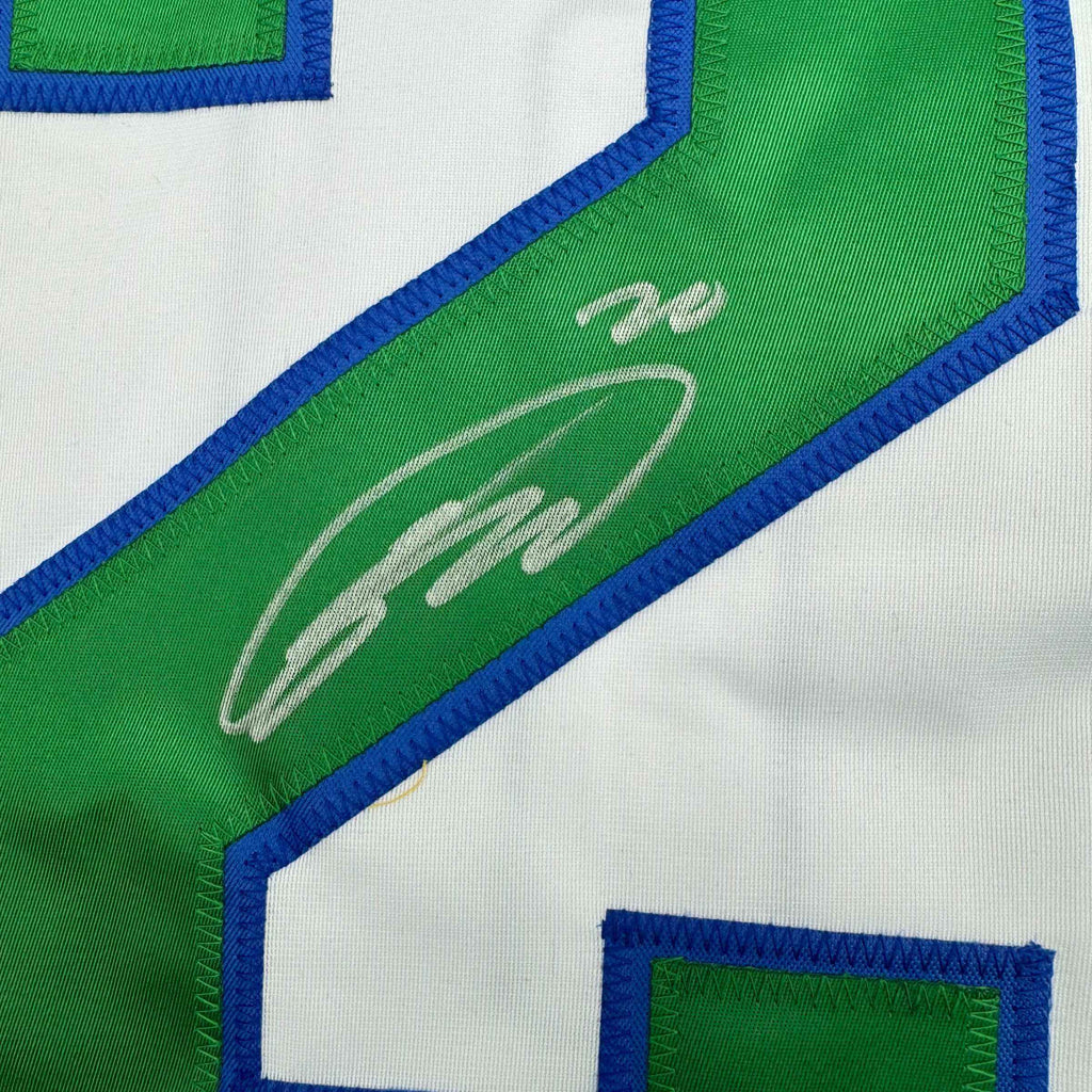 Framed Autographed/Signed Sebastian Aho 35x39 Hartford White Retro Hockey Jersey JSA COA