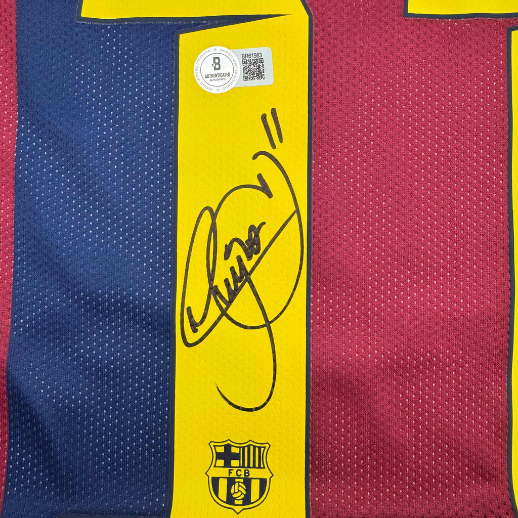 Autographed/Signed Neymar Jr FC Barcelona Blue Soccer Jersey Beckett BAS COA