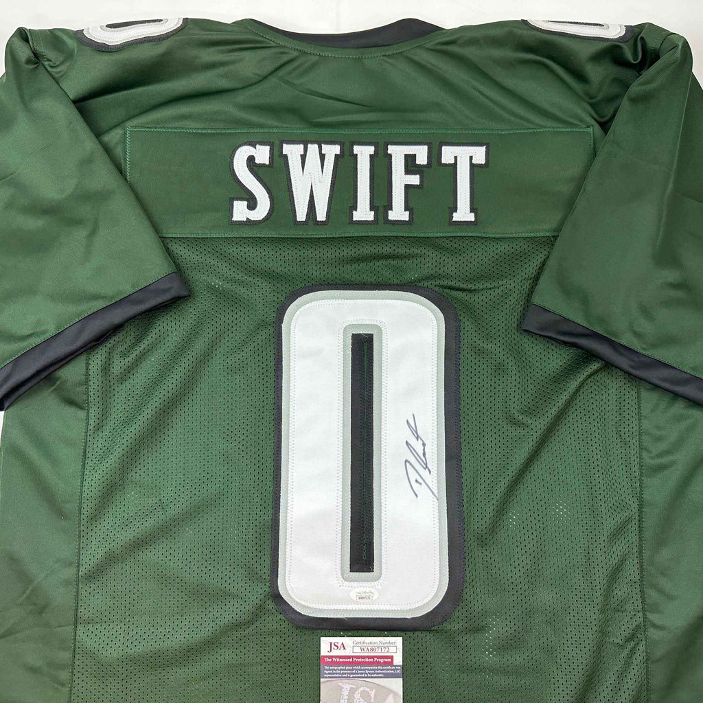 Autographed/Signed D'Andre Swift Philadelphia Green Football Jersey JSA COA