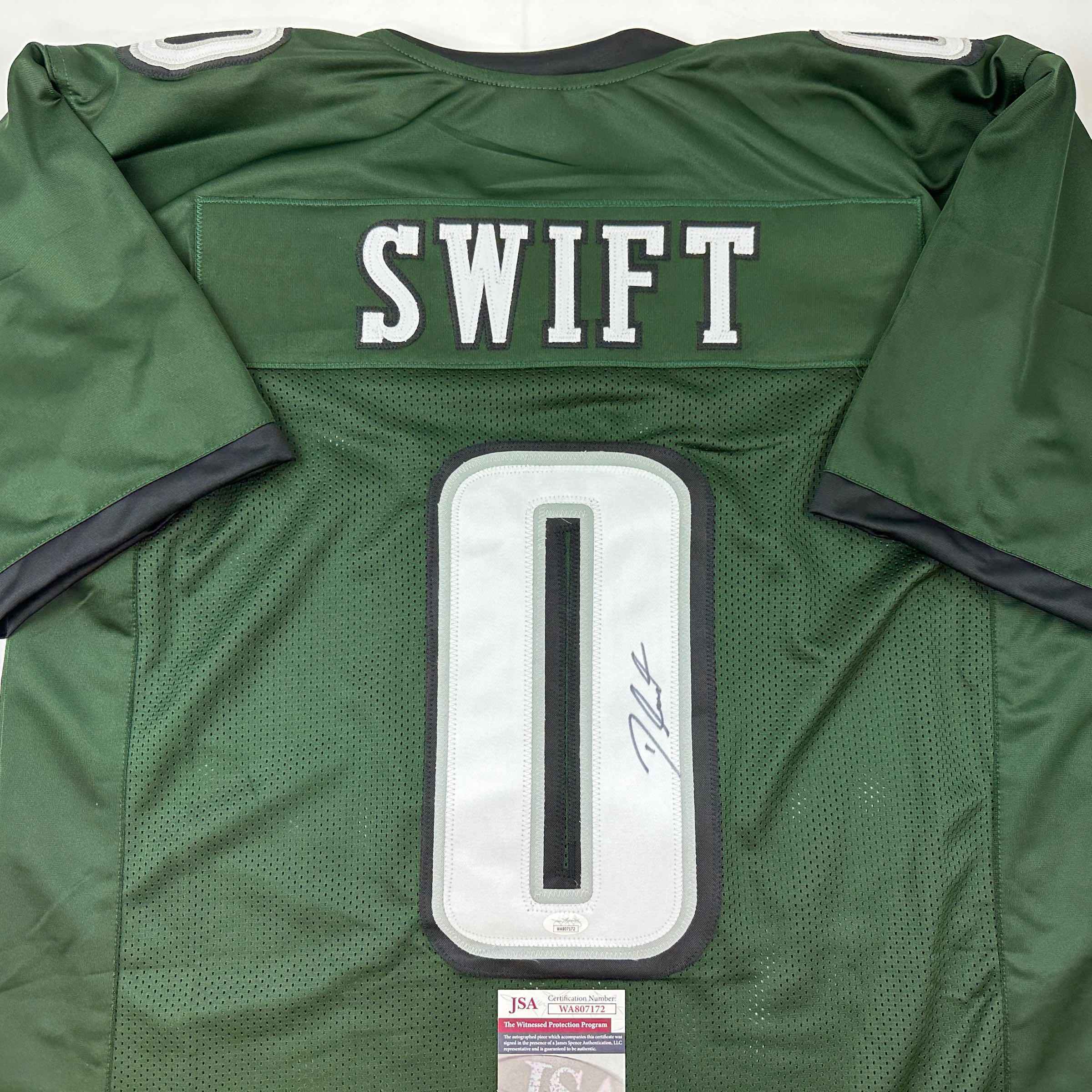 Autographed/Signed D'Andre Swift Philadelphia Green Football Jersey JSA COA