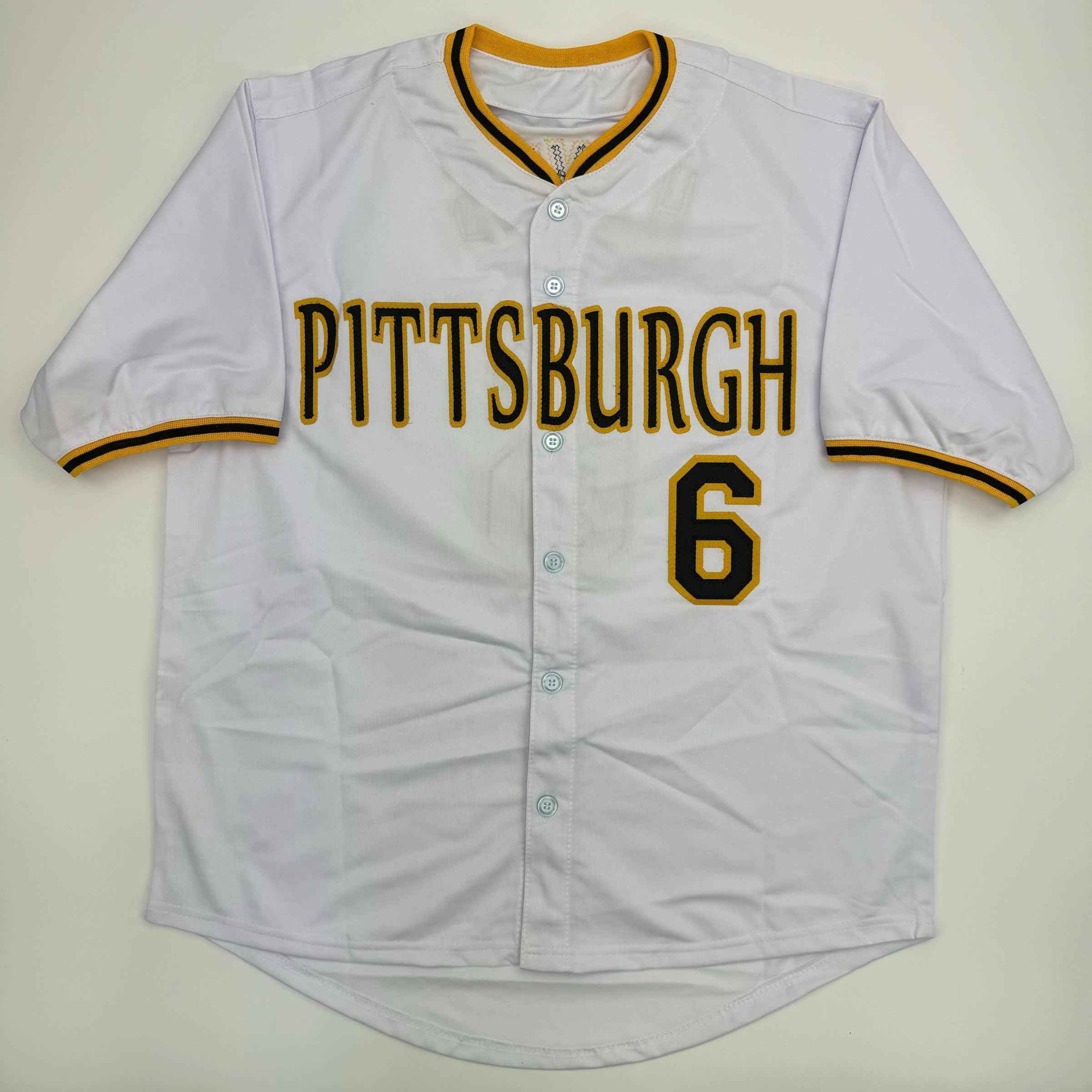 Autographed/Signed Ke'Bryan Hayes Pittsburgh White Baseball Jersey Beckett BAS COA #2