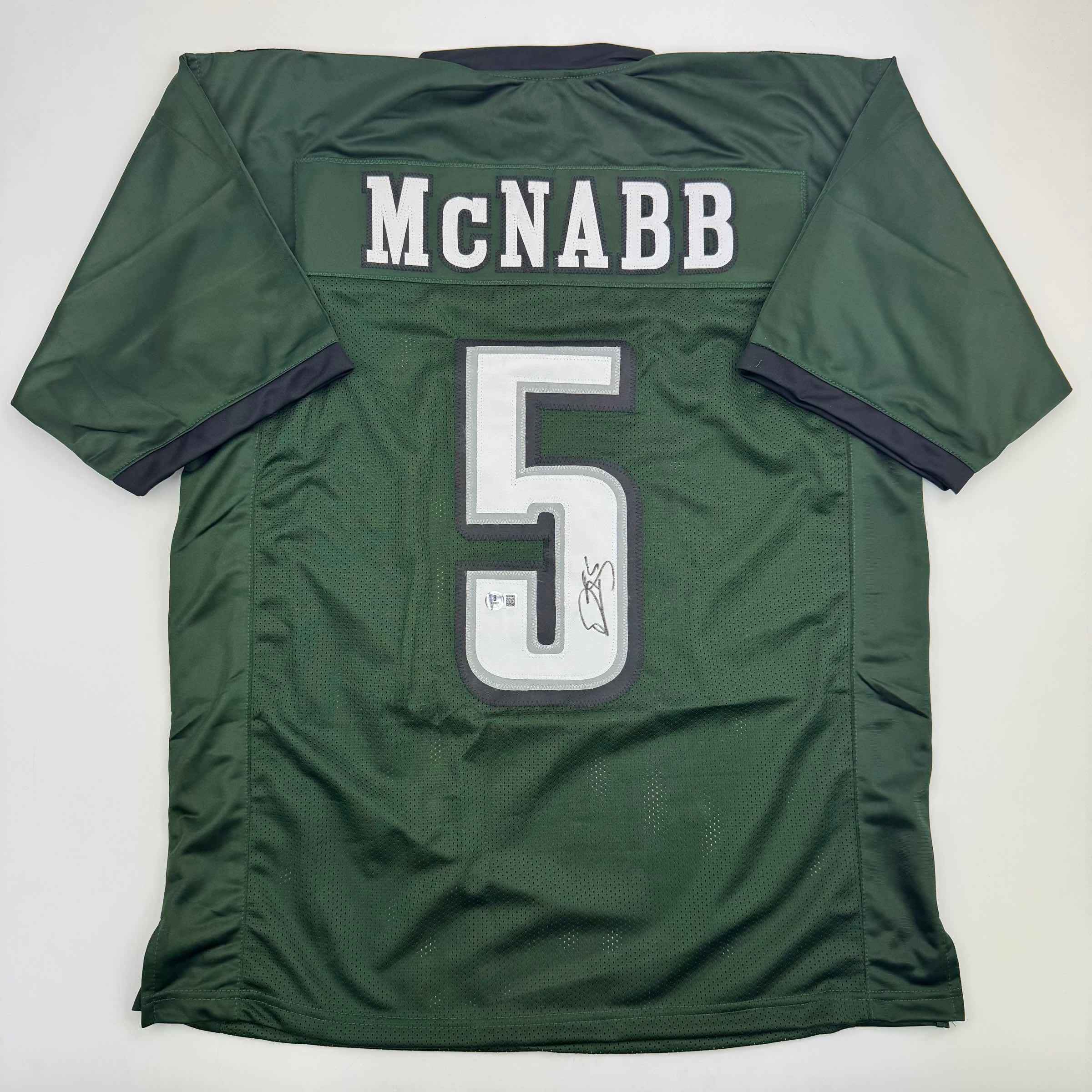Autographed/Signed Donovan McNabb Philadelphia Green Football Jersey Beckett BAS COA