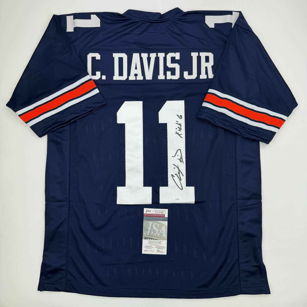Autographed/Signed Chris Davis Jr. Auburn Blue College Football Jersey JSA COA