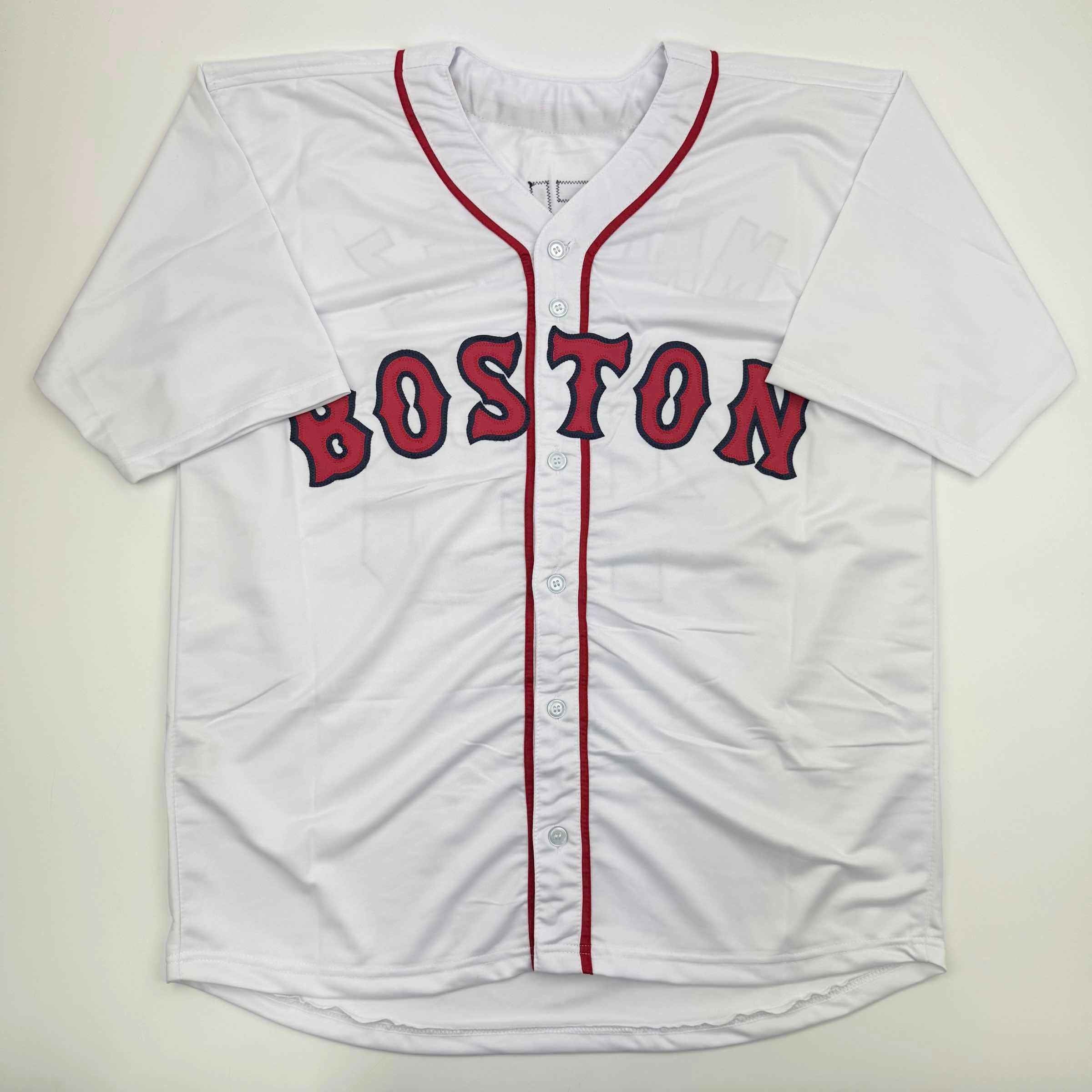 Autographed/Signed Pedro Martinez Boston White Baseball Jersey Beckett BAS COA