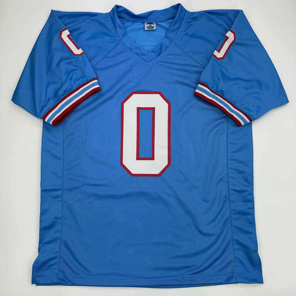 Autographed/Signed Calvin Ridley Tennessee Retro Blue Football Jersey Beckett BAS COA