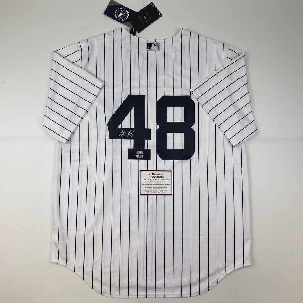 Autographed/Signed Anthony Rizzo New York Yankees Authentic Pinstripe Baseball Jersey Fanatics COA