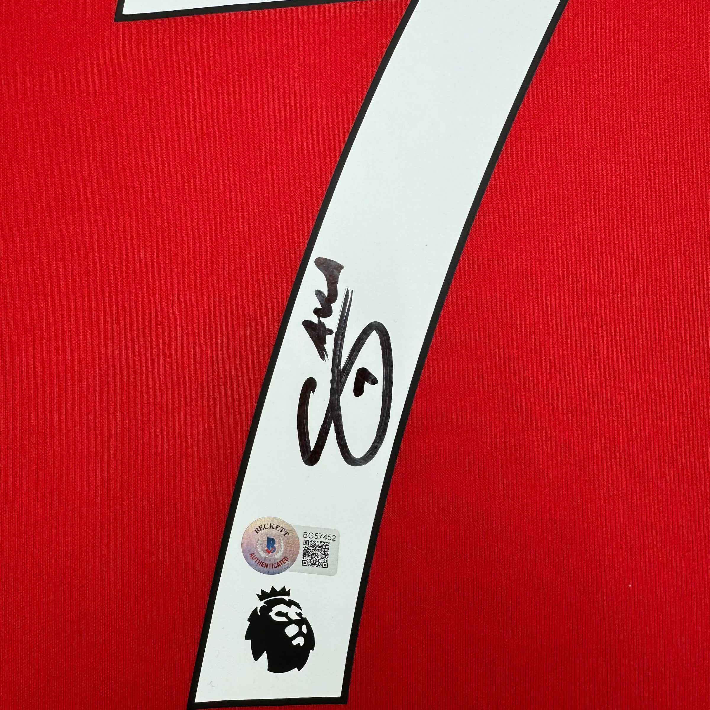 Framed Autographed/Signed Bukayo Saka 35x39 Arsenal Red Soccer Jersey Beckett BAS COA #2