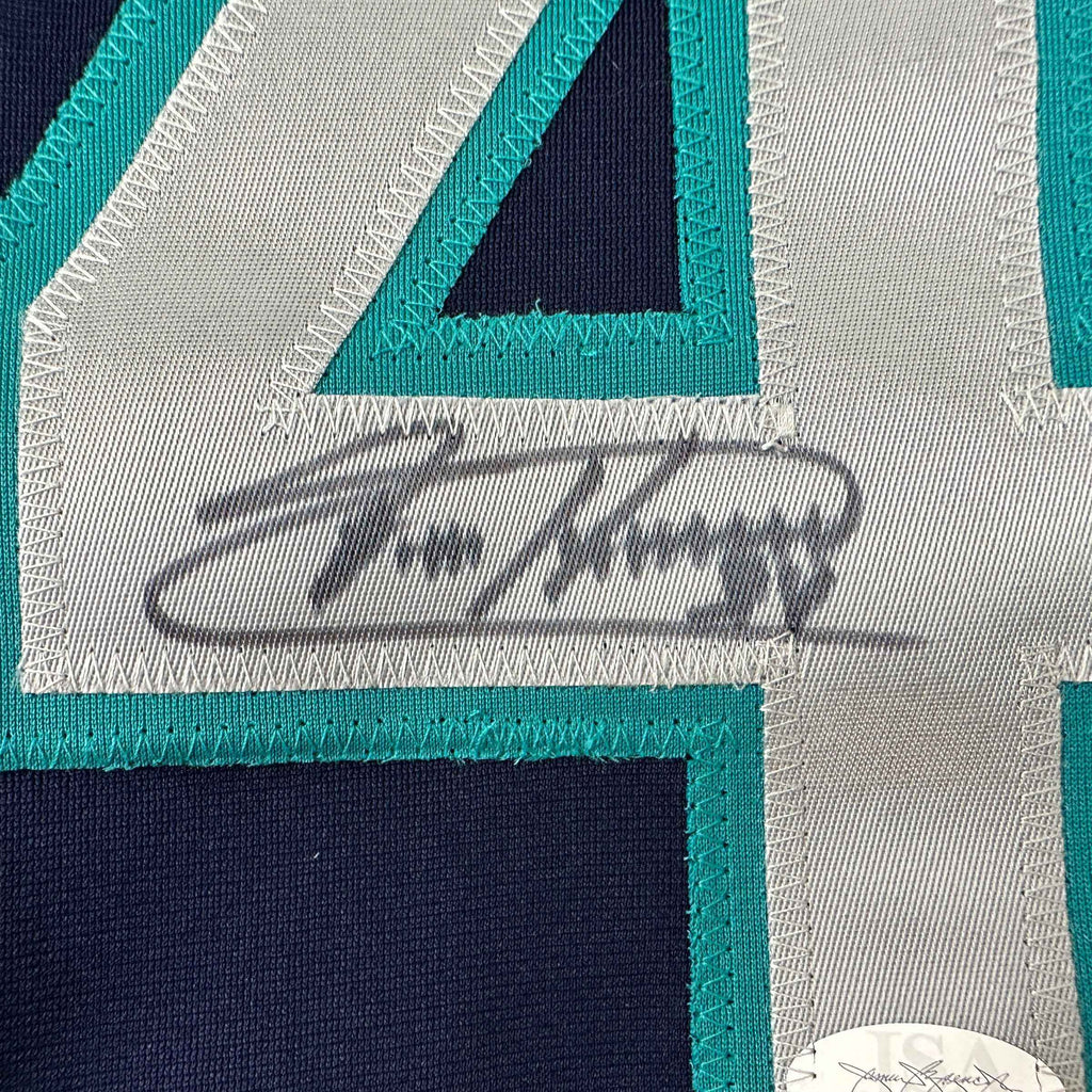 Autographed/Signed Felix Hernandez Seattle Blue Baseball Jersey JSA COA