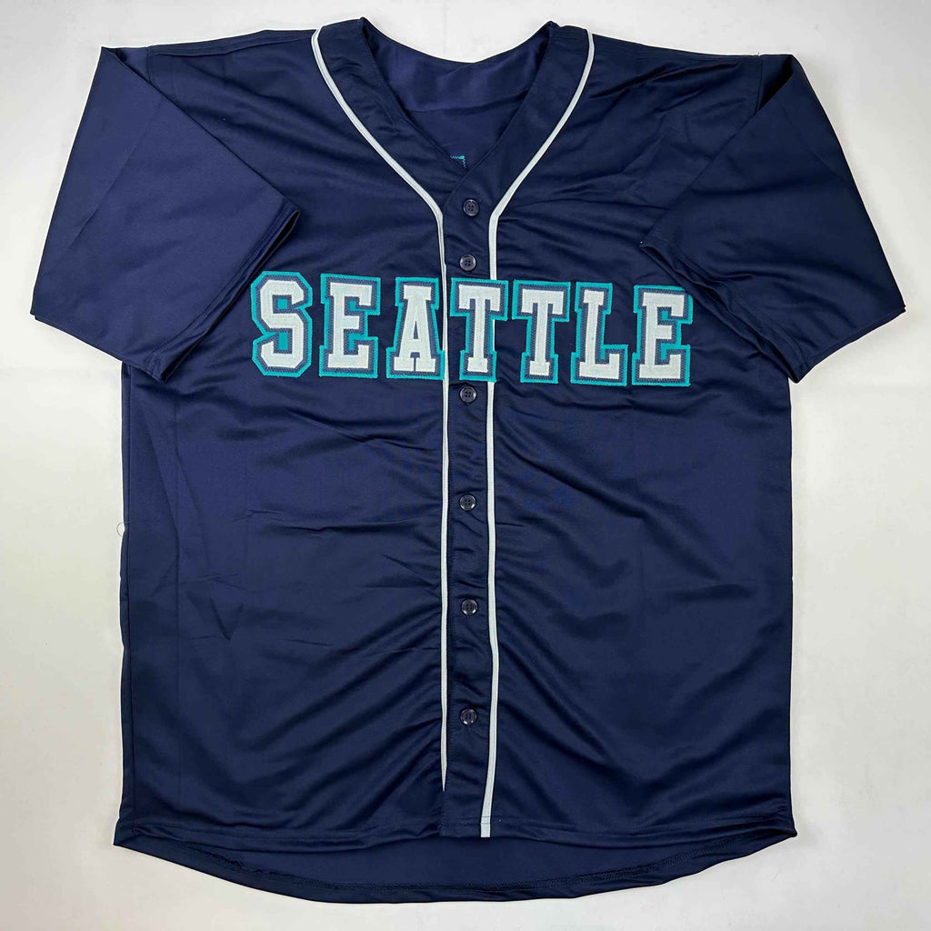 Autographed/Signed Felix Hernandez Seattle Blue Baseball Jersey JSA COA