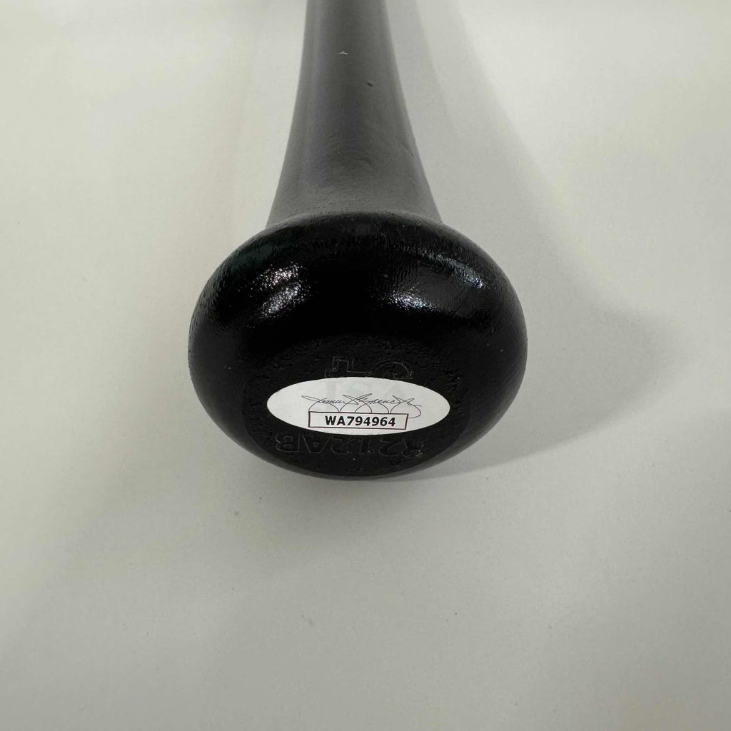 Autographed/Signed Spencer Steer Black Rawlings Pro Baseball Bat JSA COA