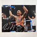 Autographed/Signed Max Holloway UFC MMA Black Fighting 8x10 Photo JSA COA