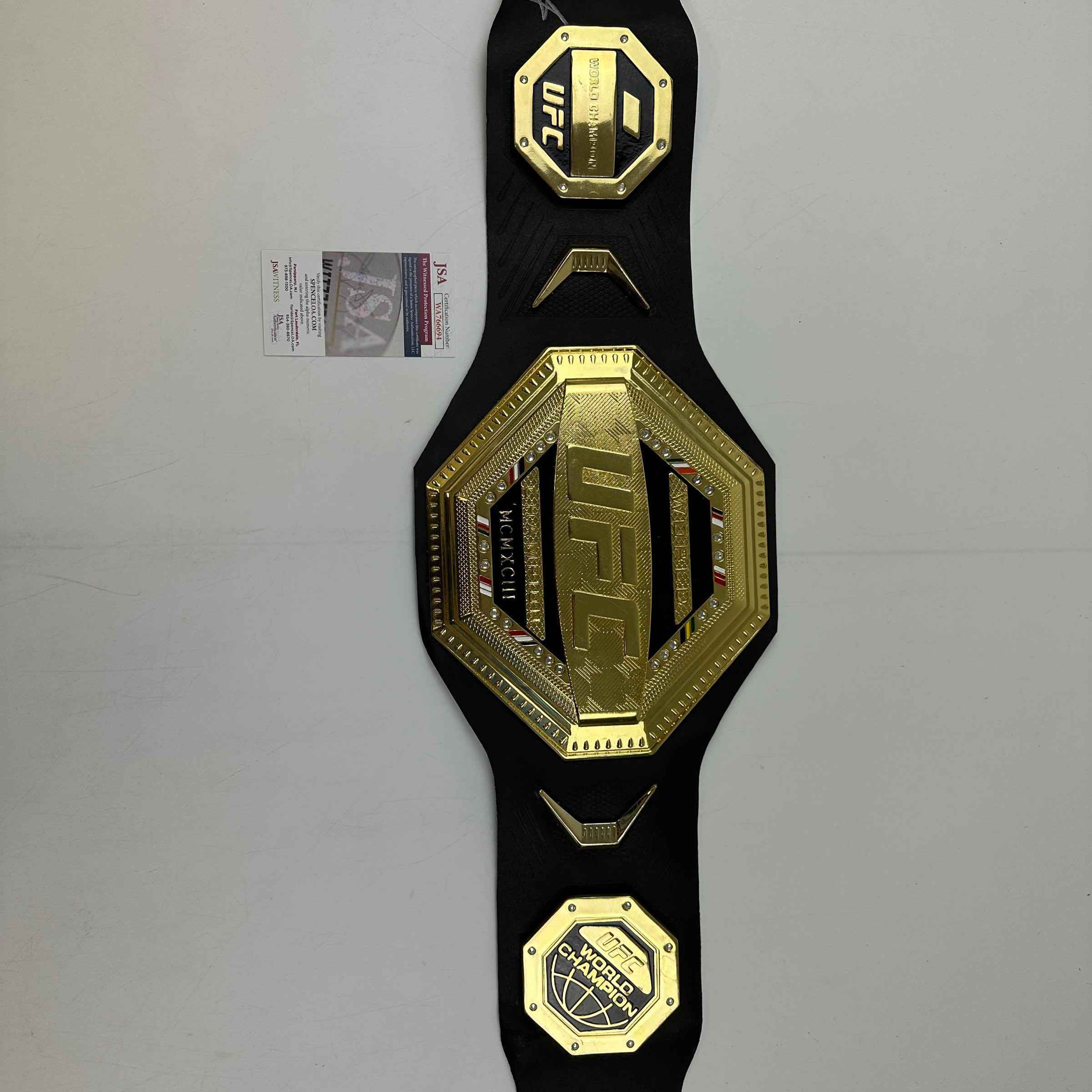 Autographed/Signed Israel Izzy Adesanya Black Replica UFC Championship Title Belt JSA COA
