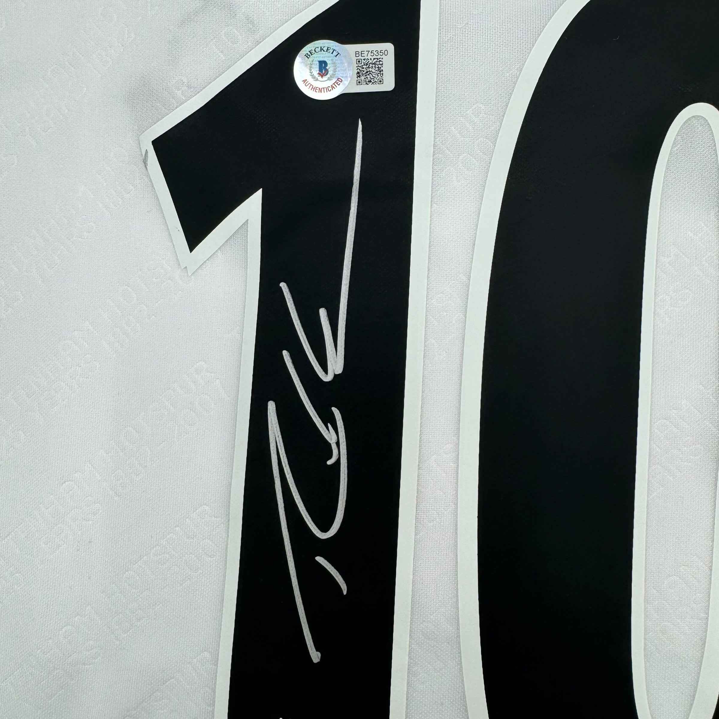 Framed Autographed/Signed Robbie Keane 35x39 Tottenham White Soccer Jersey Beckett BAS COA