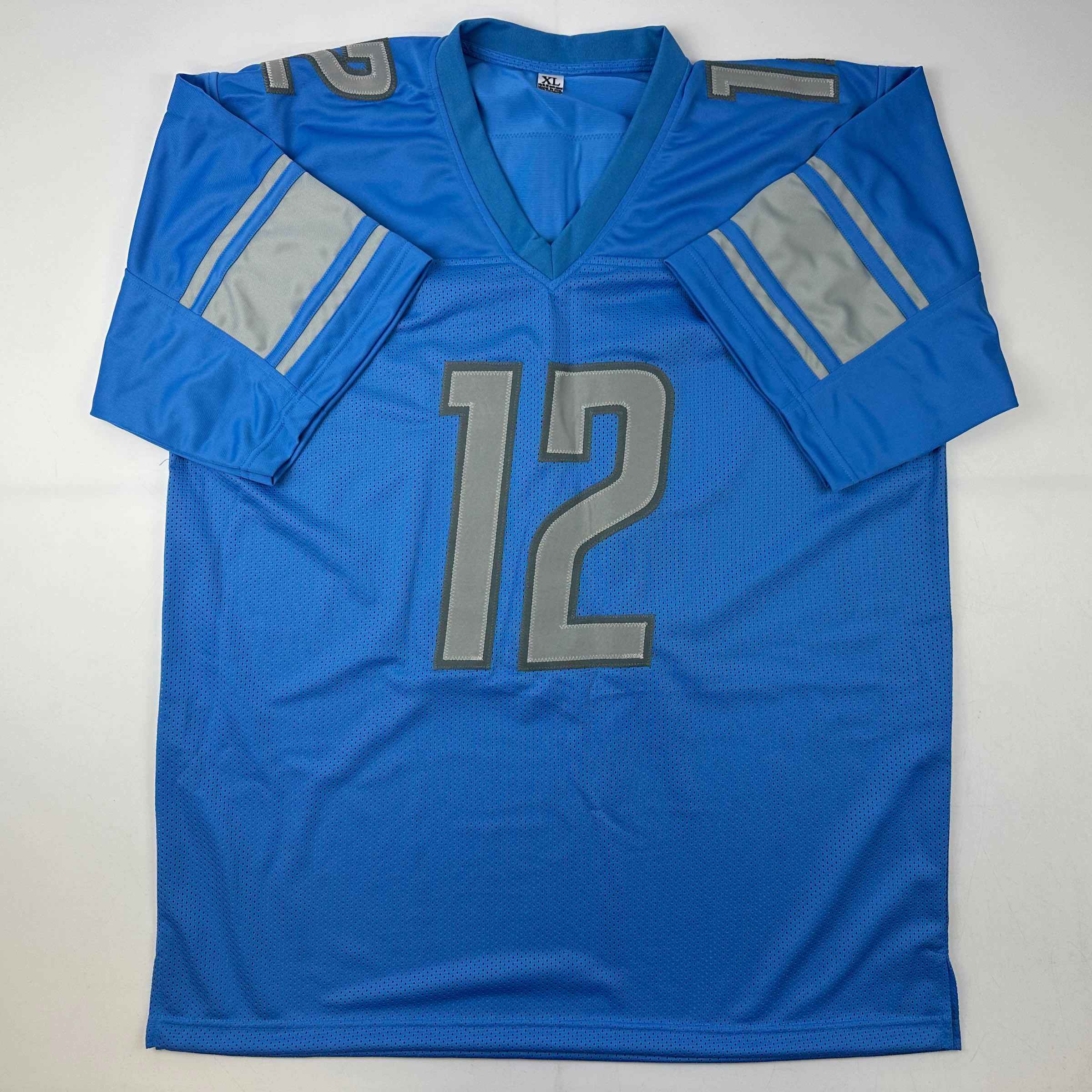 Autographed/Signed Hendon Hooker Detroit Blue Football Jersey Beckett BAS COA