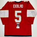 Autographed/Signed Aaron Ekblad Florida Red Hockey Jersey JSA COA