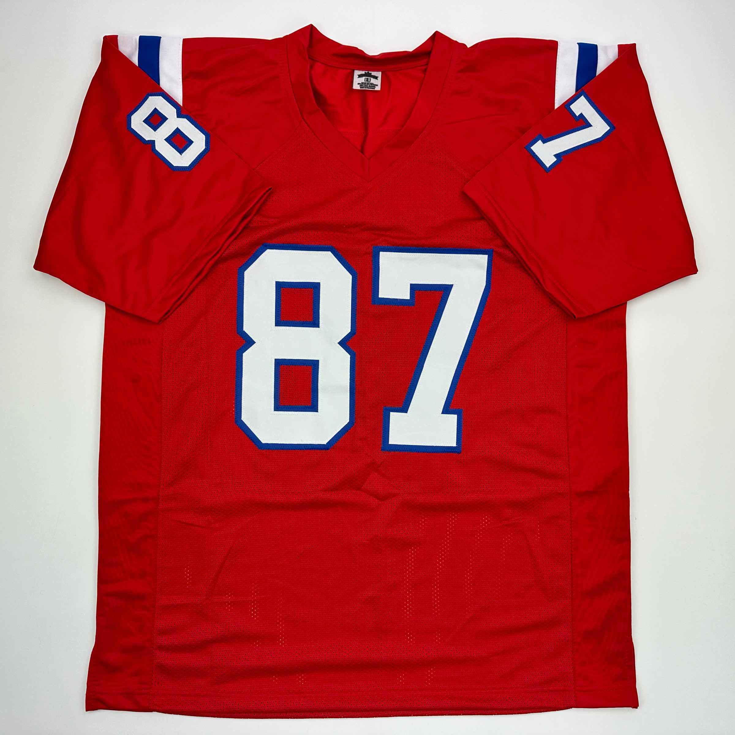 Autographed/Signed Rob Gronk Gronkowski New England Red Football Jersey JSA COA