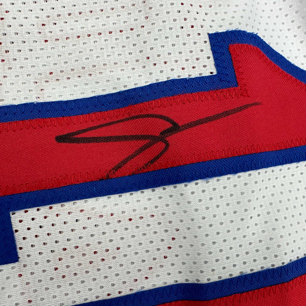 Framed Autographed/Signed DeMar DeRozan 35x39 Sacramento White Kansas City Retro Basketball Jersey Beckett BAS COA