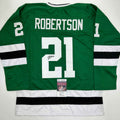 Autographed/Signed Jason Robertson Dallas Green Hockey Jersey JSA COA