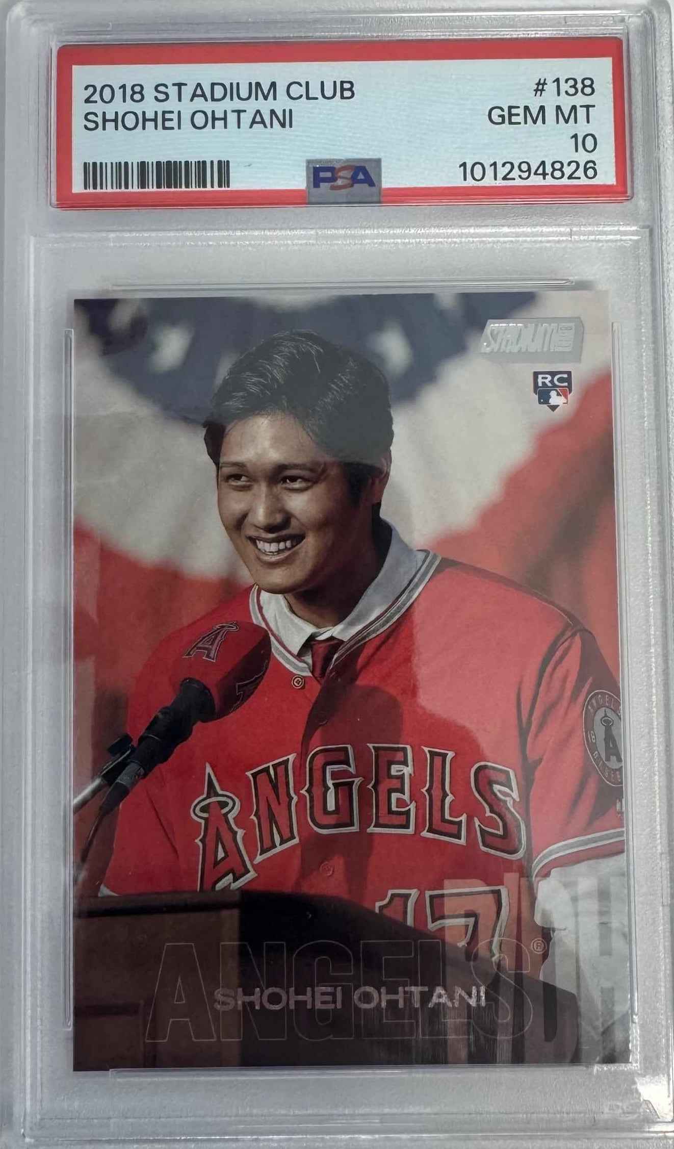 Graded 2018 Topps Stadium Club Shohei Ohtani #138 Rookie RC Baseball Card PSA 10 Gem Mint