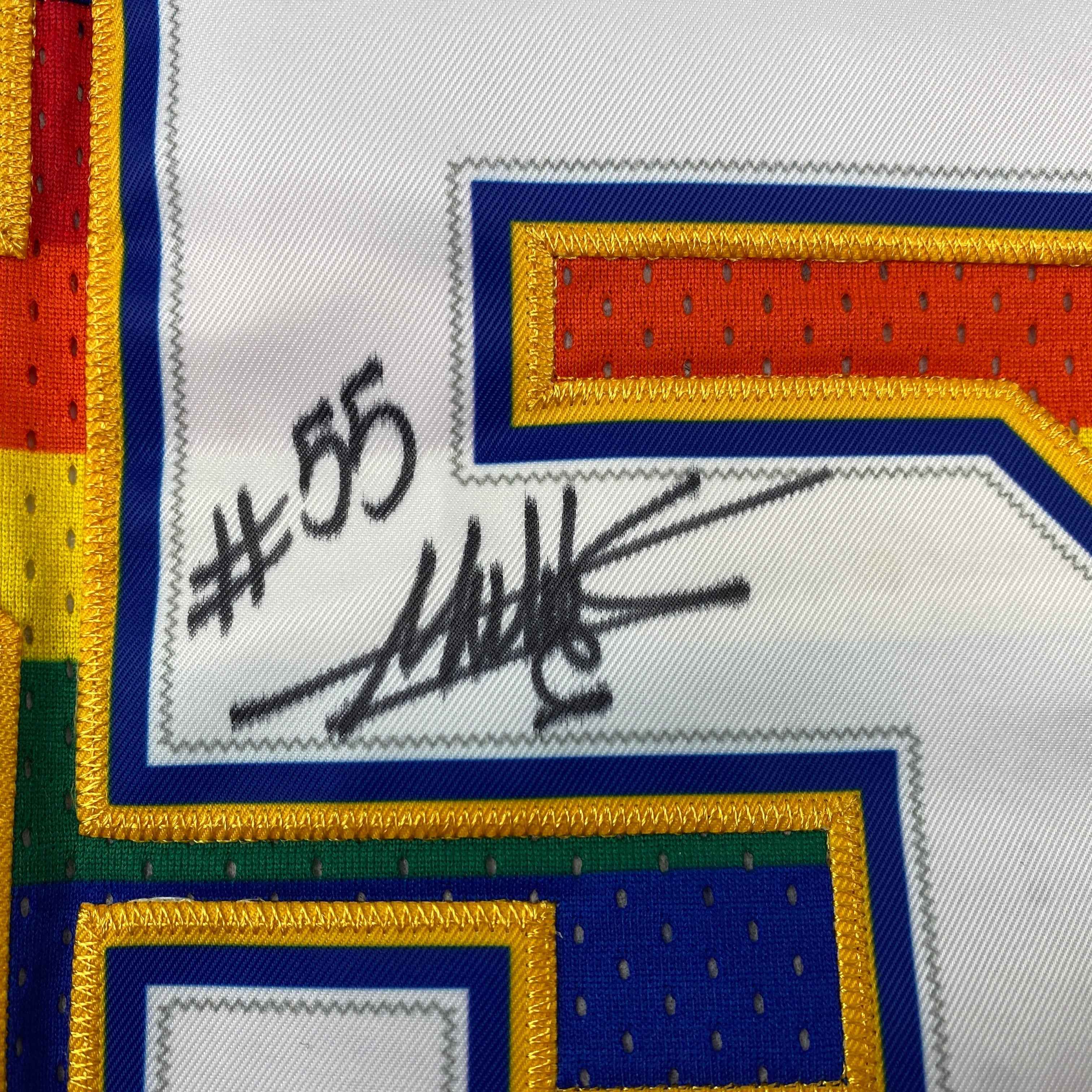 Autographed/Signed Dikembe Mutombo Denver Nuggets Blue Authentic Mitchell & Ness Basketball Jersey PSA/DNA COA