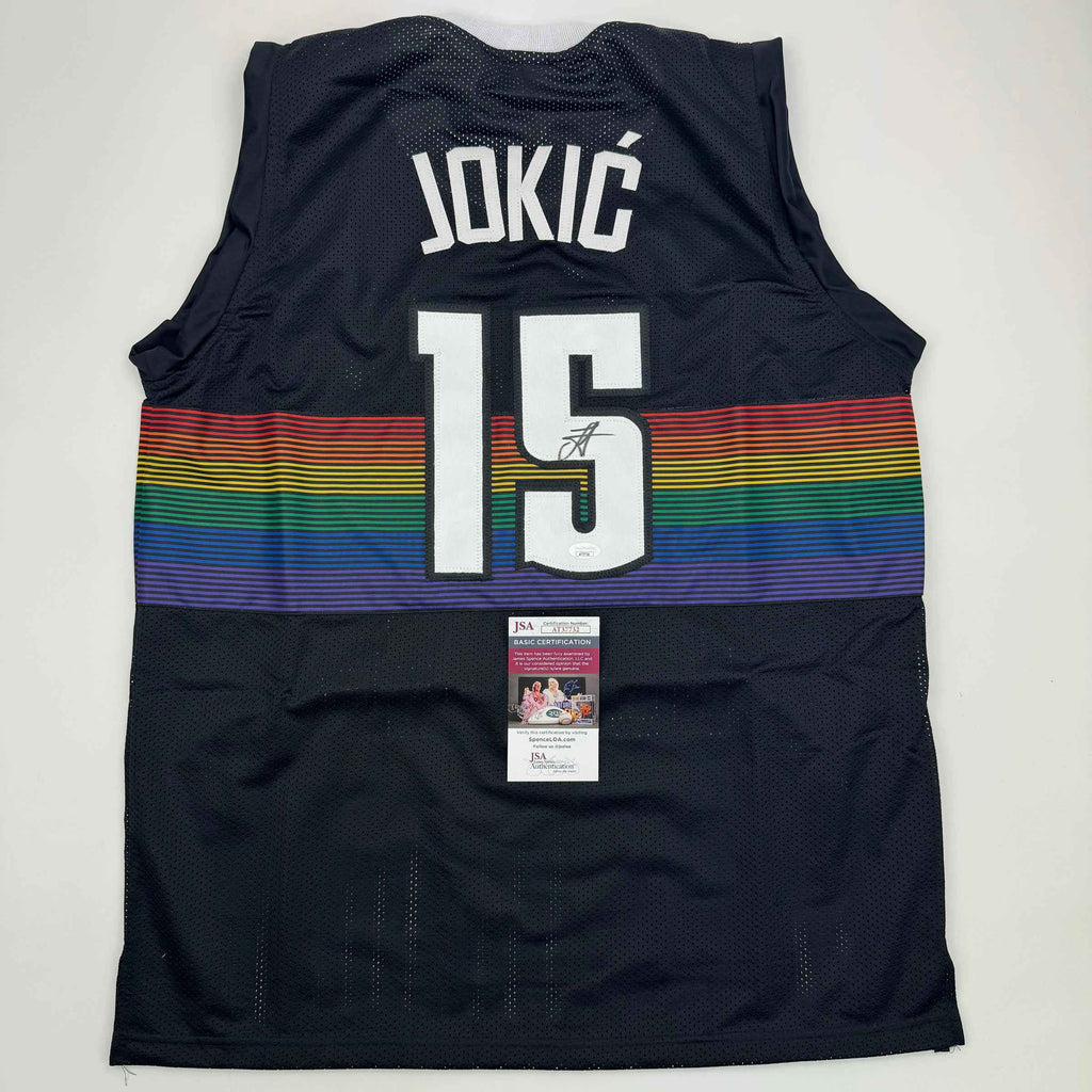 Autographed/Signed Nikola Jokic Denver Black Rainbow Basketball Jersey JSA COA