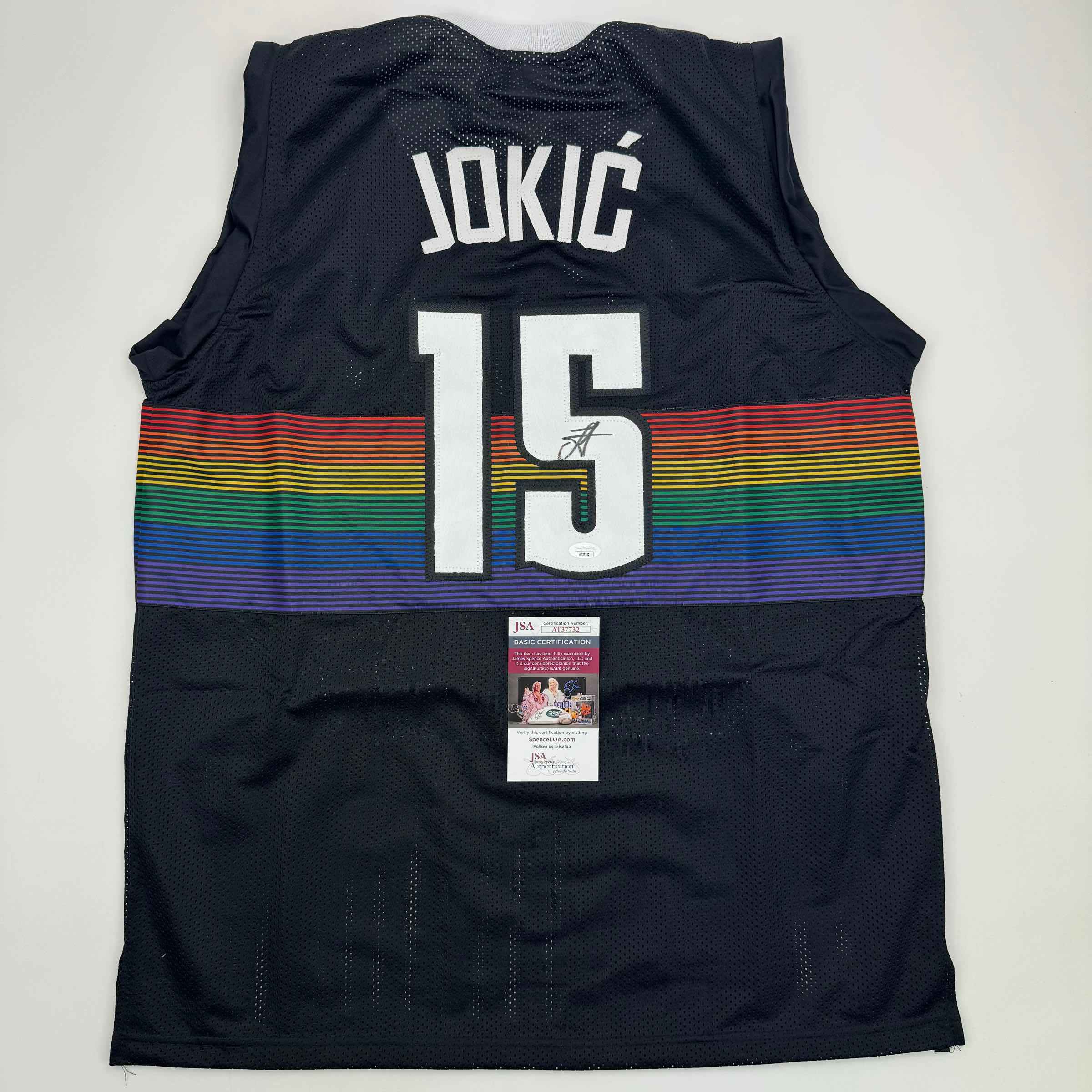 Autographed/Signed Nikola Jokic Denver Black Rainbow Basketball Jersey JSA COA