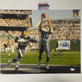 Autographed/Signed Steve Largent HOF 95 Seattle Seahawks 16x20 Football Photo JSA COA