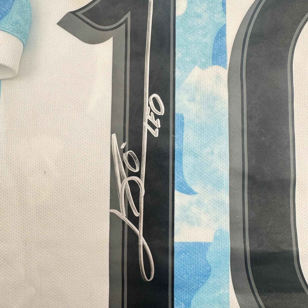 Autographed/Signed Lionel Leo Messi Argentina Blue/White Soccer Jersey Beckett BAS COA