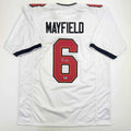 Autographed/Signed Baker Mayfield Tampa Bay White Football Jersey Beckett BAS COA