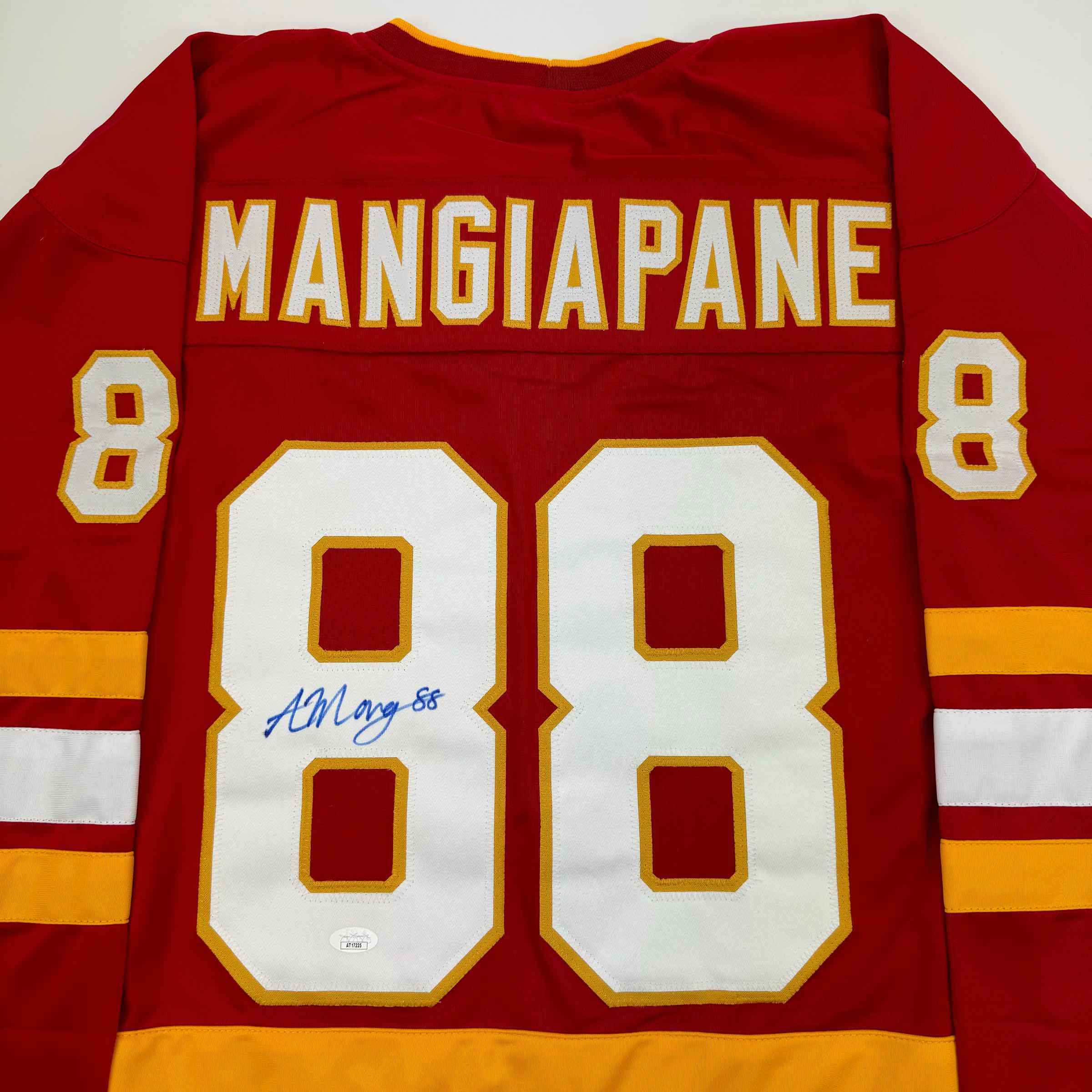 Autographed/Signed Andrew Mangiapane Calgary Red Hockey Jersey JSA COA