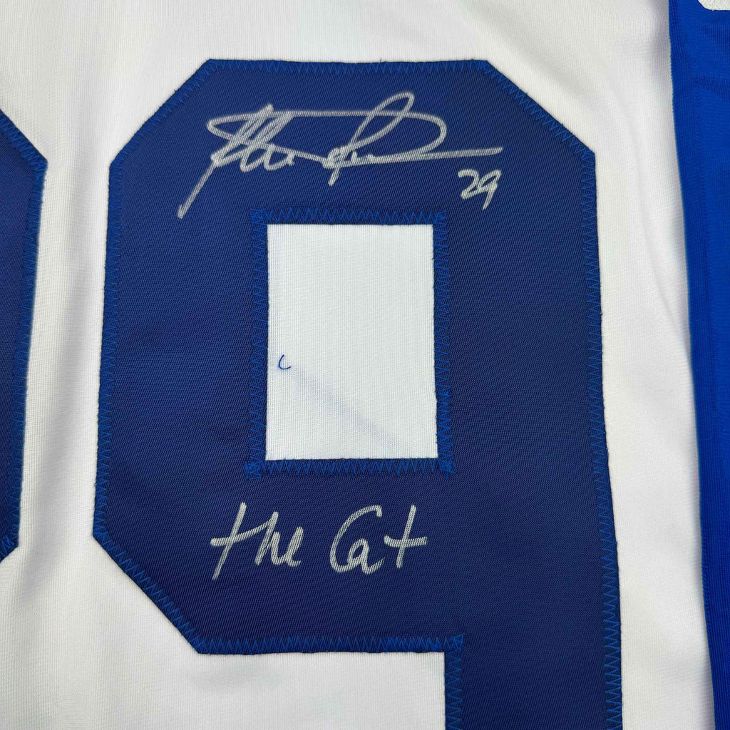 Autographed/Signed Felix Potvin The Cat Toronto White Hockey Jersey JSA COA