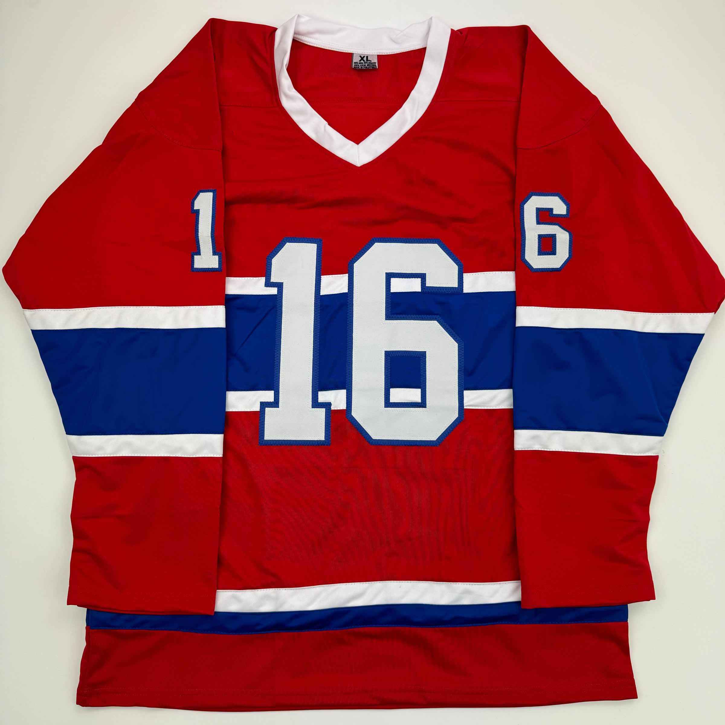Autographed/Signed Henri Richard Montreal Red Hockey Jersey JSA COA