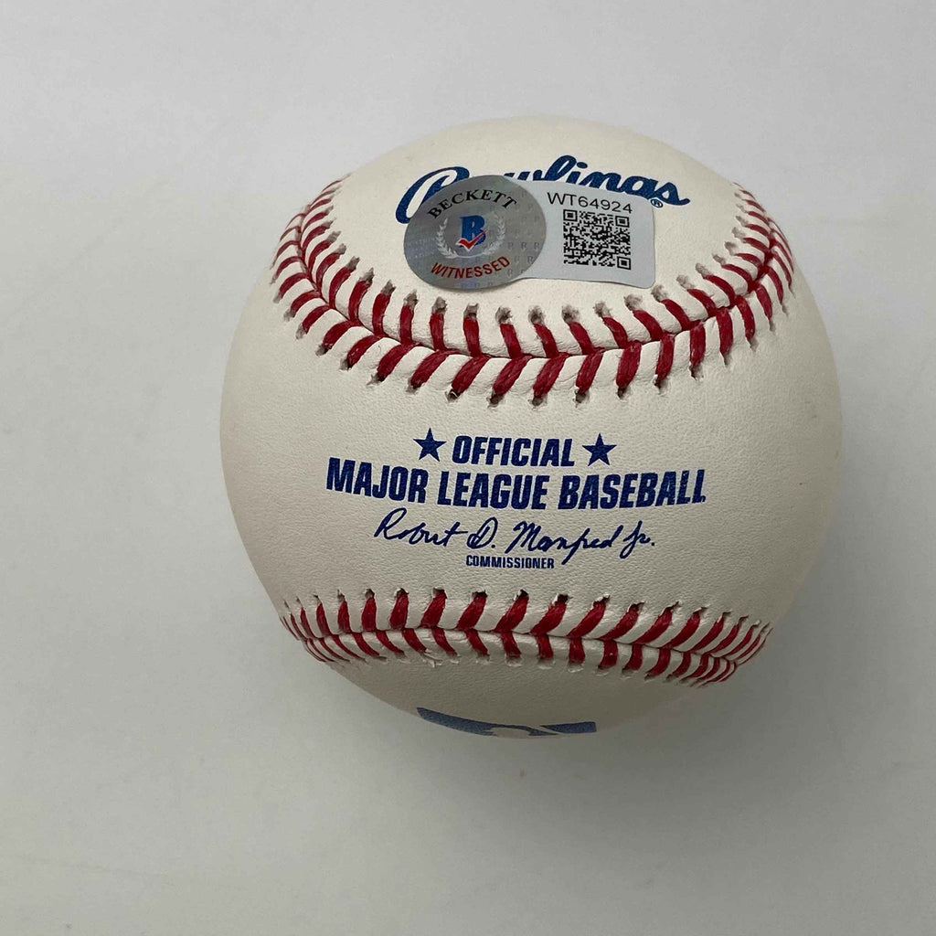 Autographed/Signed Shane Bieber 2020 AL Cy Young Rawlings Official Major League Baseball ROML Beckett BAS COA