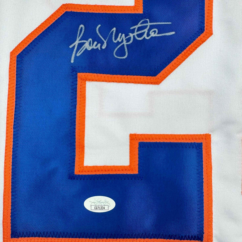 Autographed/Signed Bob Nystrom New York White Hockey Jersey JSA COA
