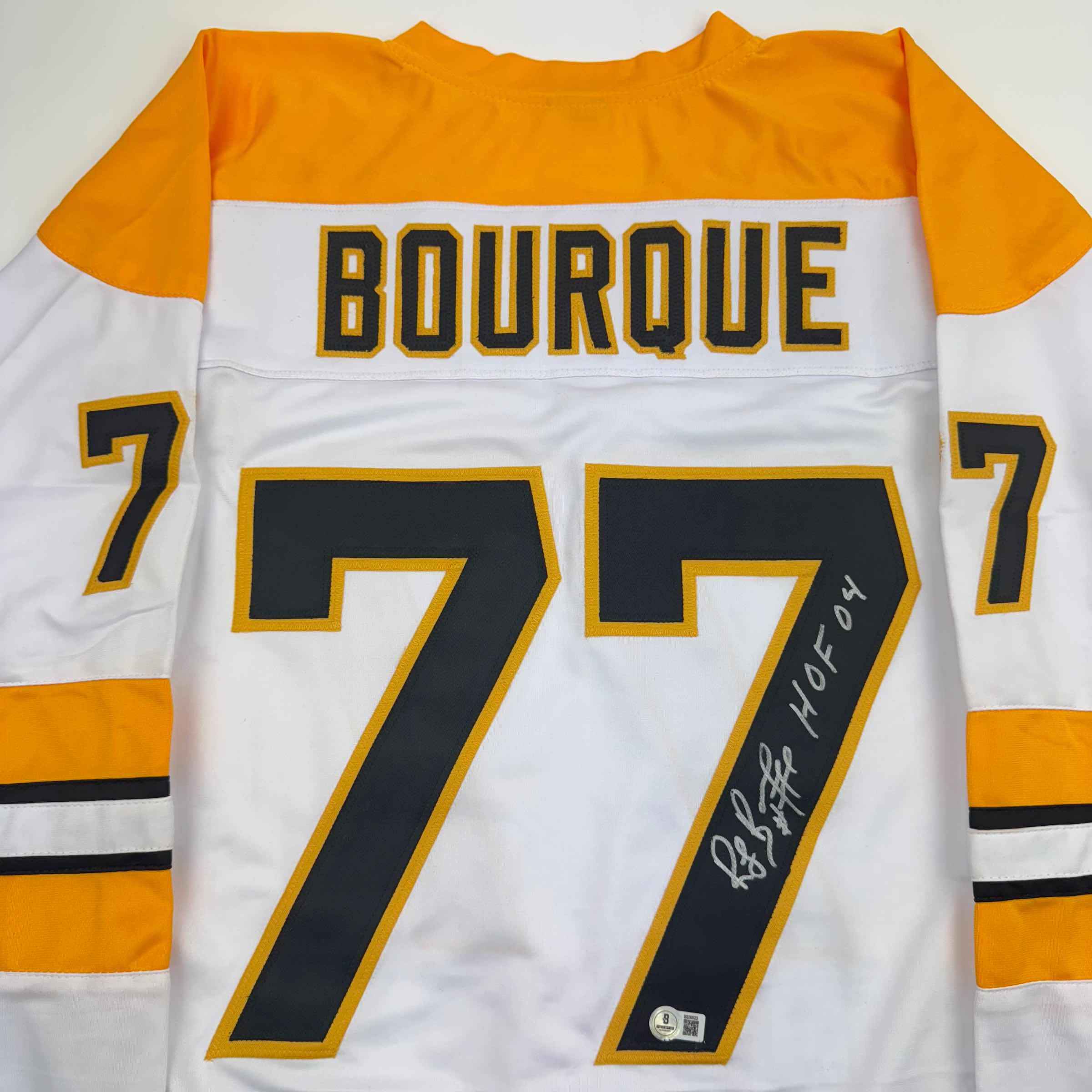 Autographed/Signed Ray Bourque Boston White Hockey Jersey JSA COA