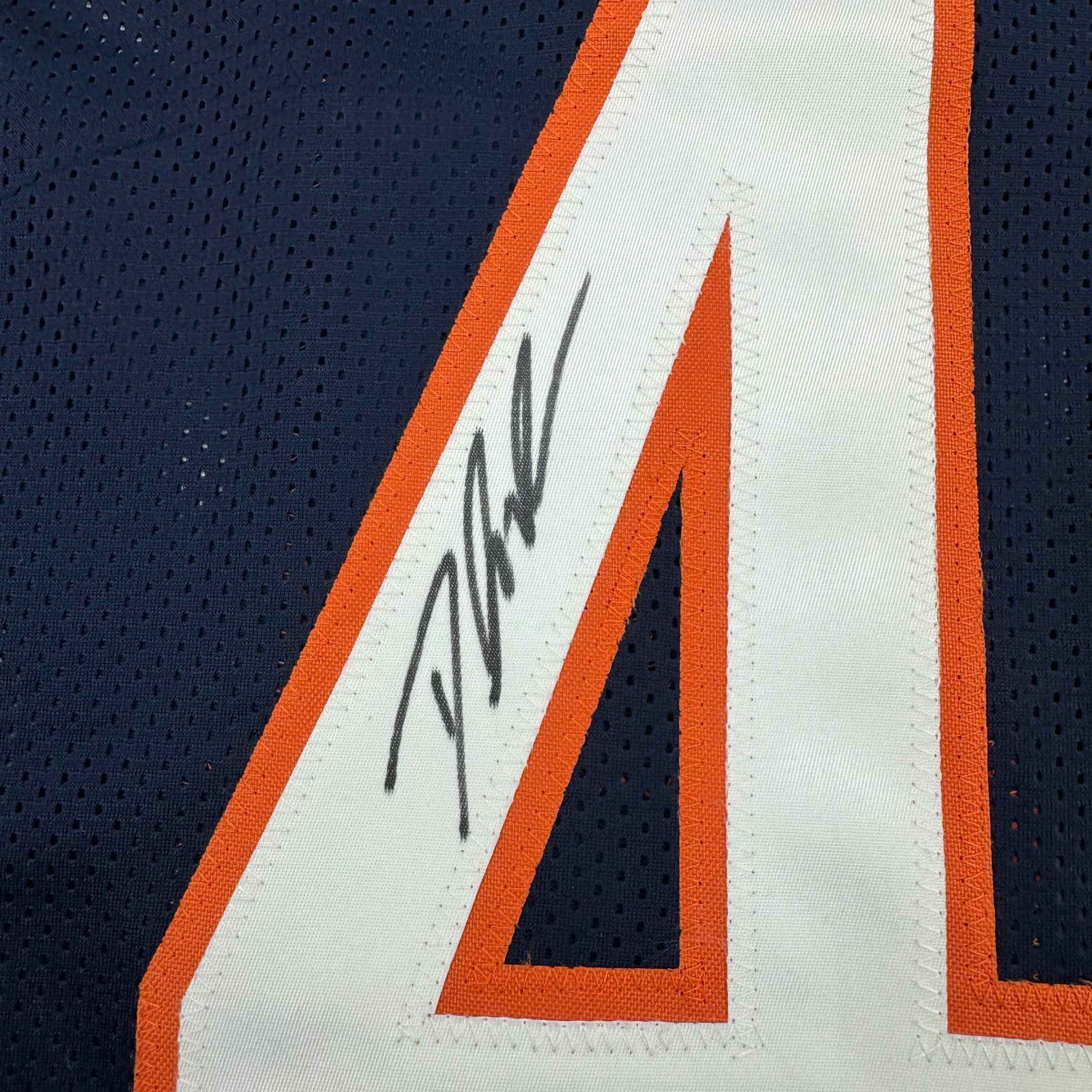 Framed Autographed/Signed D'Andre Swift 35x39 Chicago Blue Football Jersey JSA COA