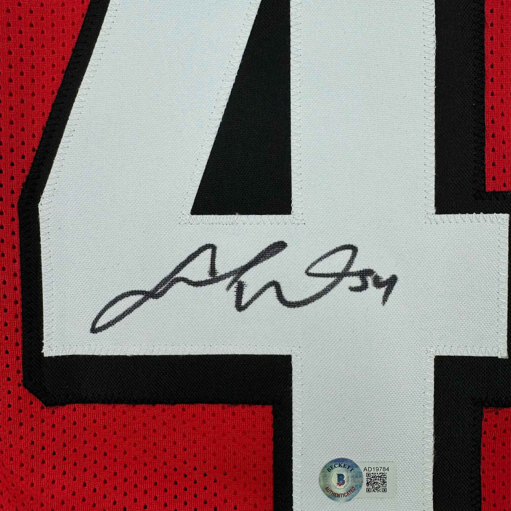 Framed Autographed/Signed Fred Warner 35x39 San Francisco Red Alternate Football Jersey Beckett BAS COA
