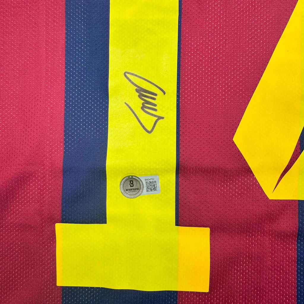 Autographed/Signed Javier Mascherano FC Barcelona Blue Soccer Jersey Beckett BAS COA