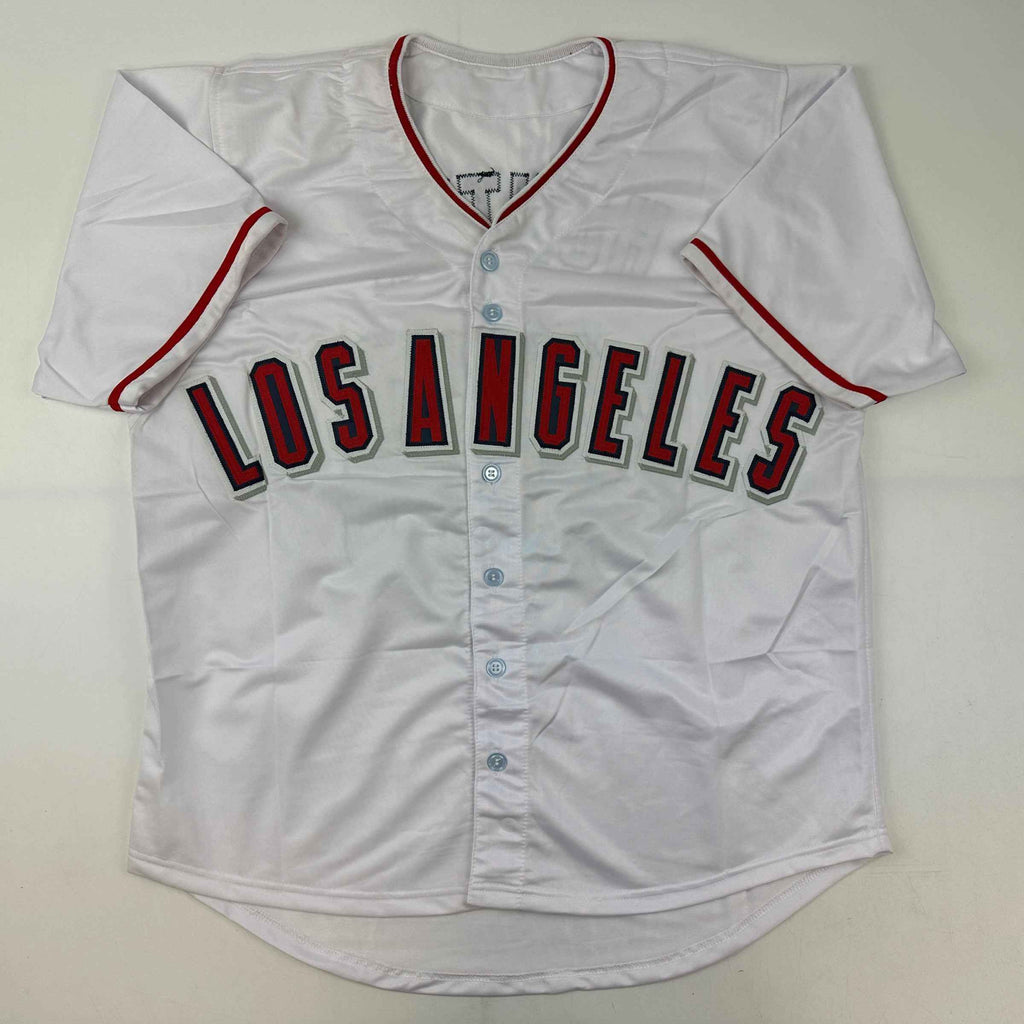 Autographed/Signed Torii Hunter Los Angeles Anaheim White Baseball Jersey Beckett BAS COA