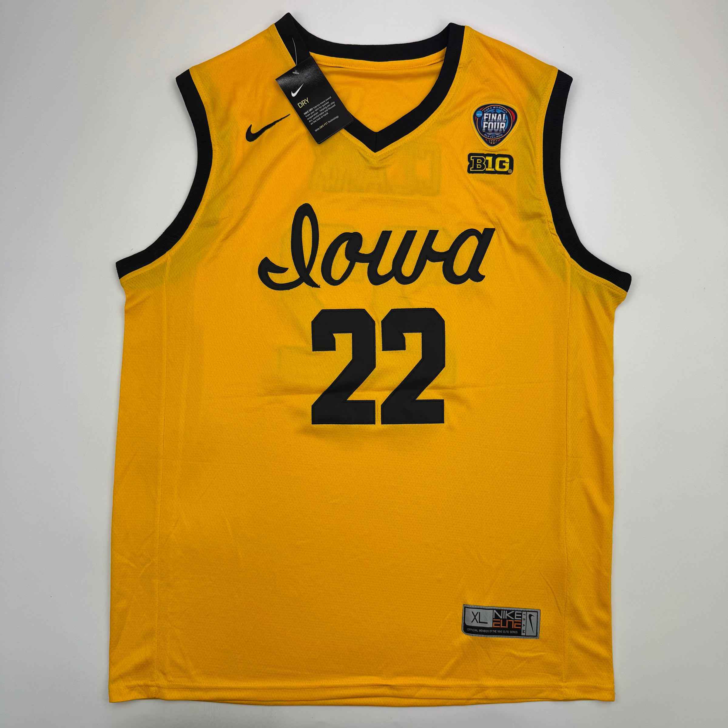 Autographed/Signed Caitlin Clark Iowa Yellow Basketball Jersey Panini COA