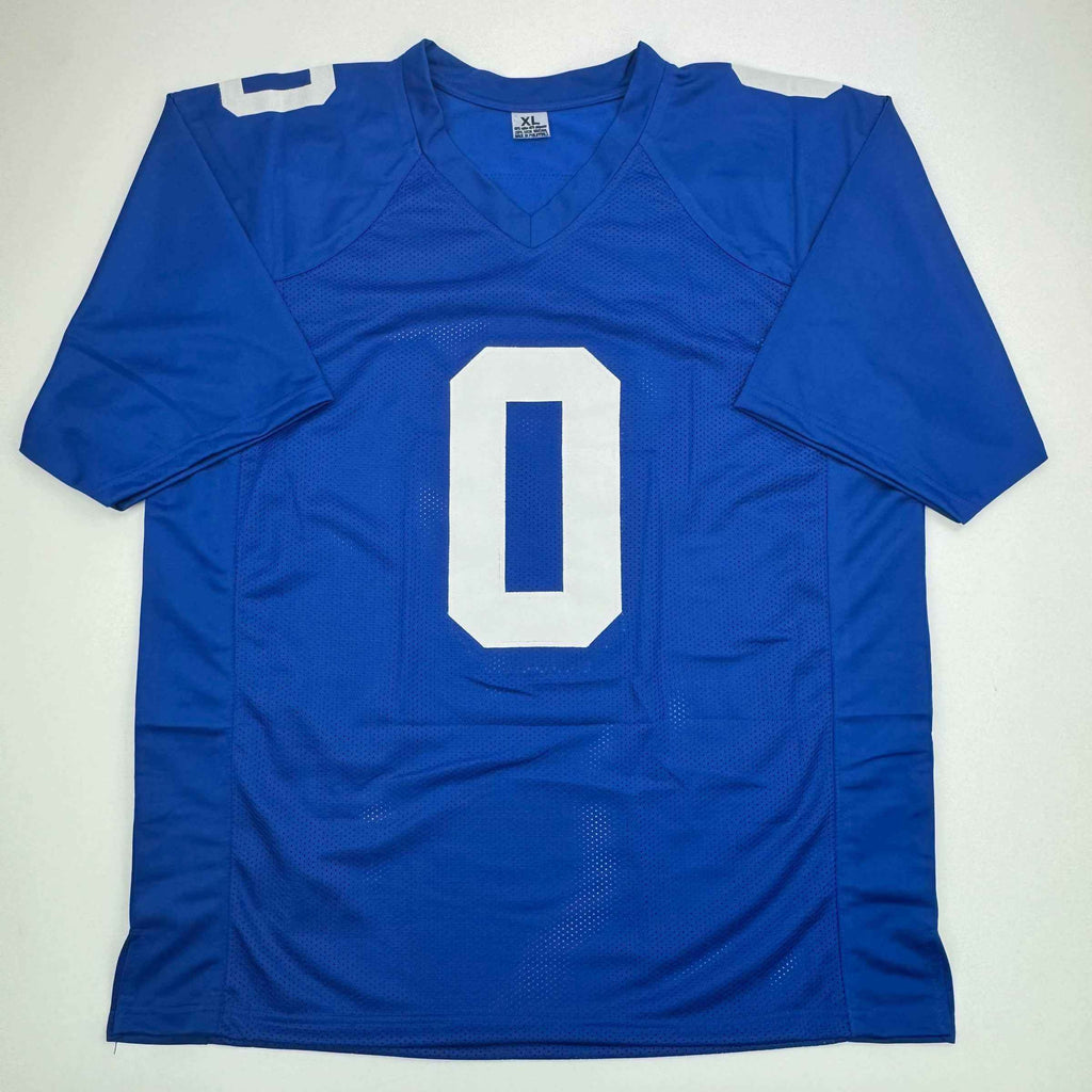 Autographed/Signed Brian Burns New York Blue Football Jersey JSA COA
