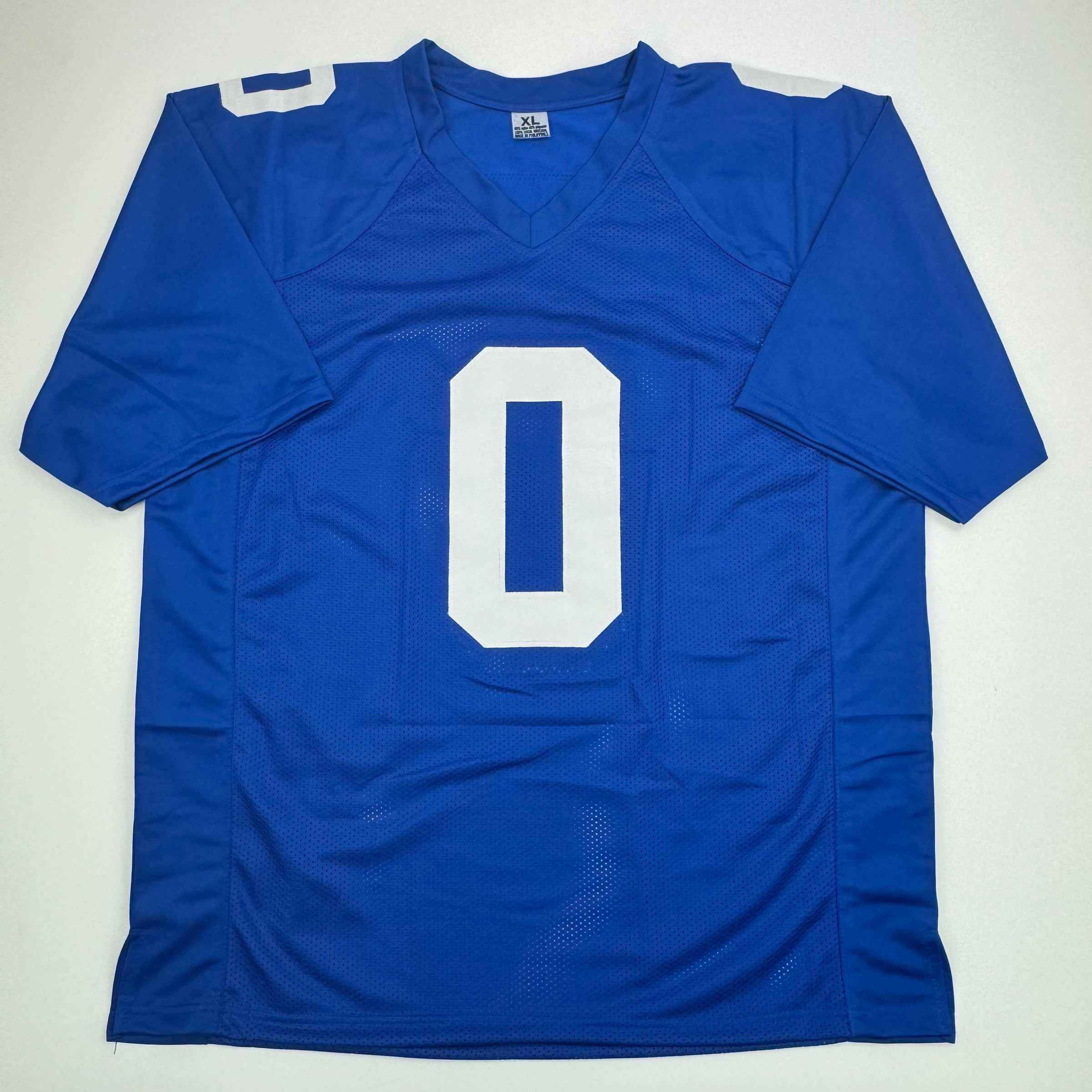 Autographed/Signed Brian Burns New York Blue Football Jersey JSA COA