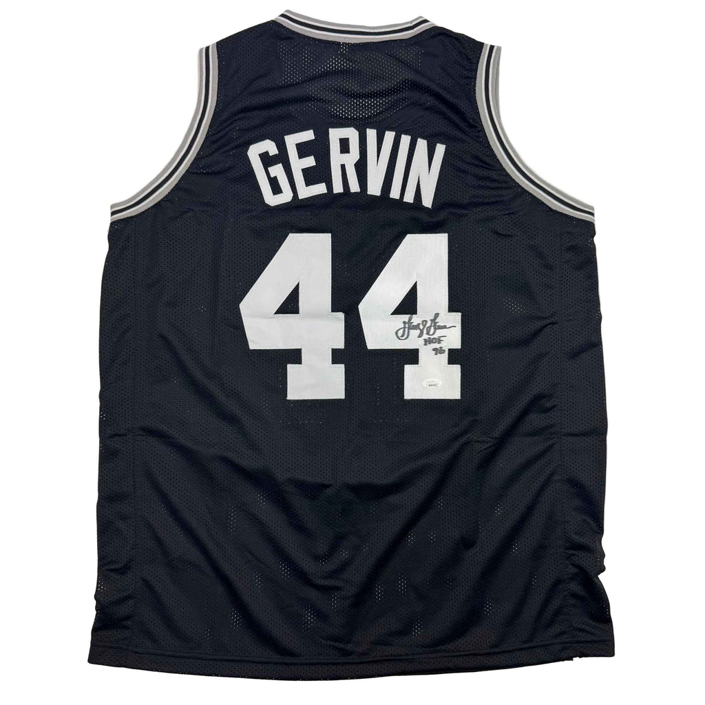 Autographed/Signed George Gervin San Antonio Black Basketball Jersey Beckett BAS COA