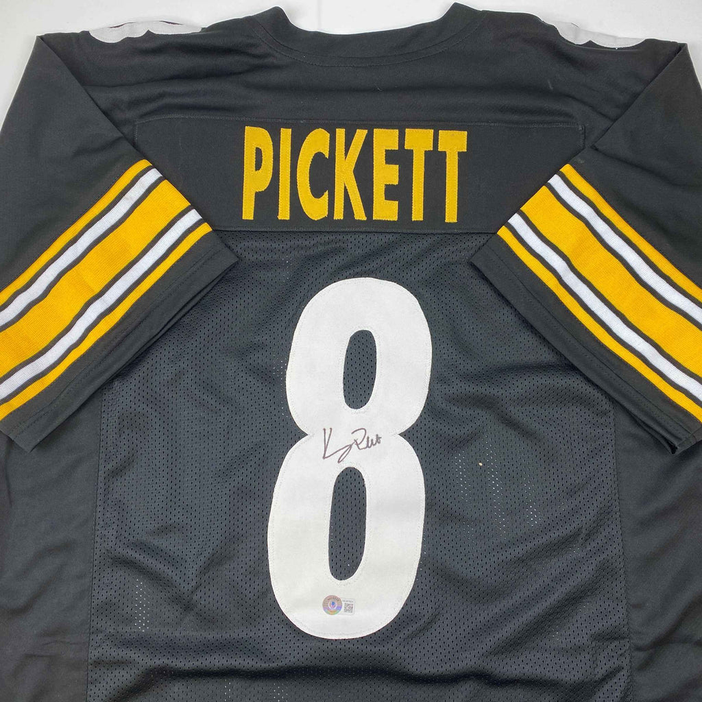 Autographed/Signed Kenny Pickett Pittsburgh Black Football Jersey Beckett BAS COA