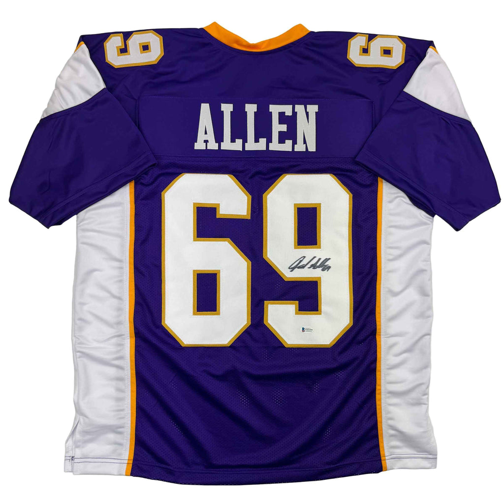 Autographed/Signed Jared Allen Minnesota Purple Football Jersey Beckett BAS COA
