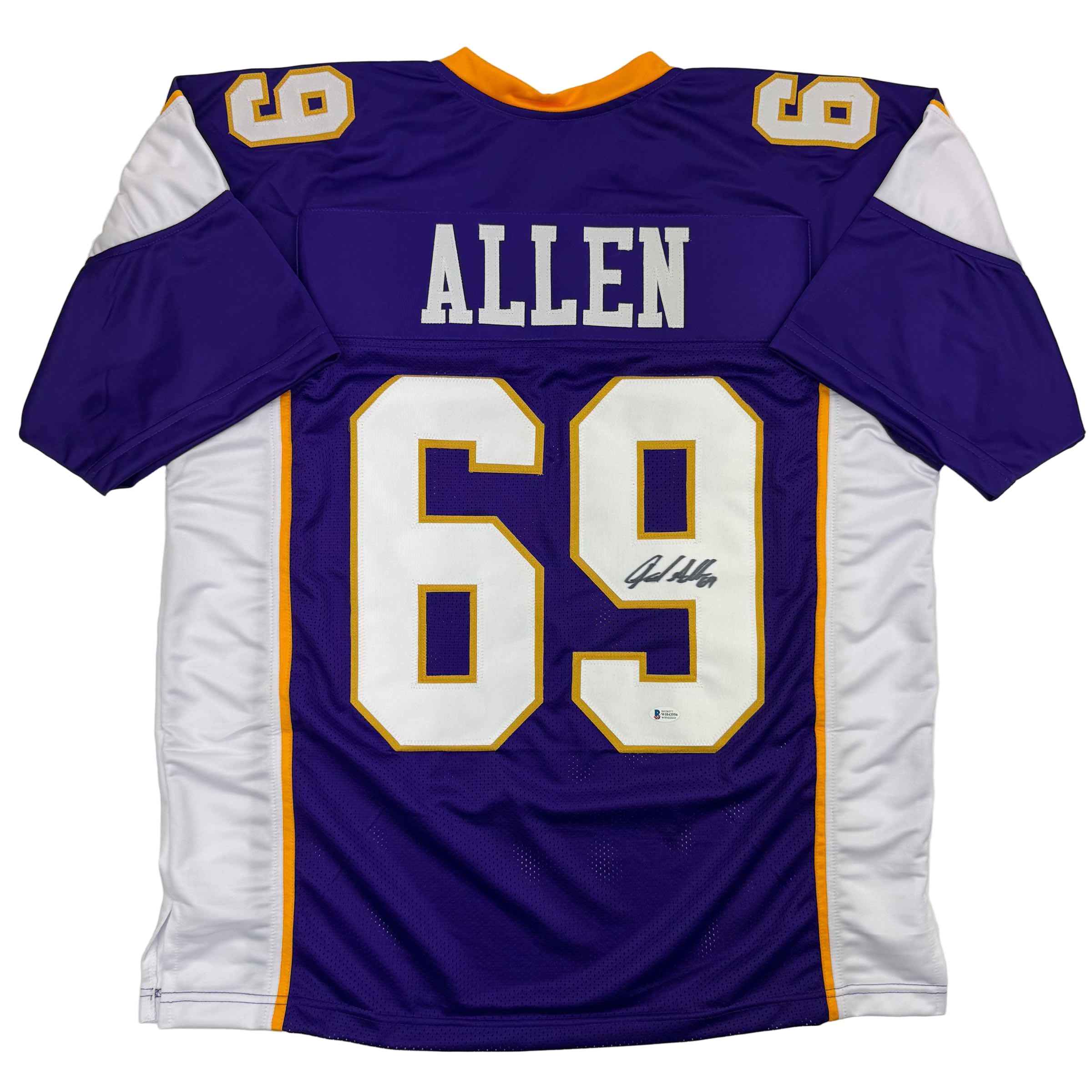 Autographed/Signed Jared Allen Minnesota Purple Football Jersey Beckett BAS COA