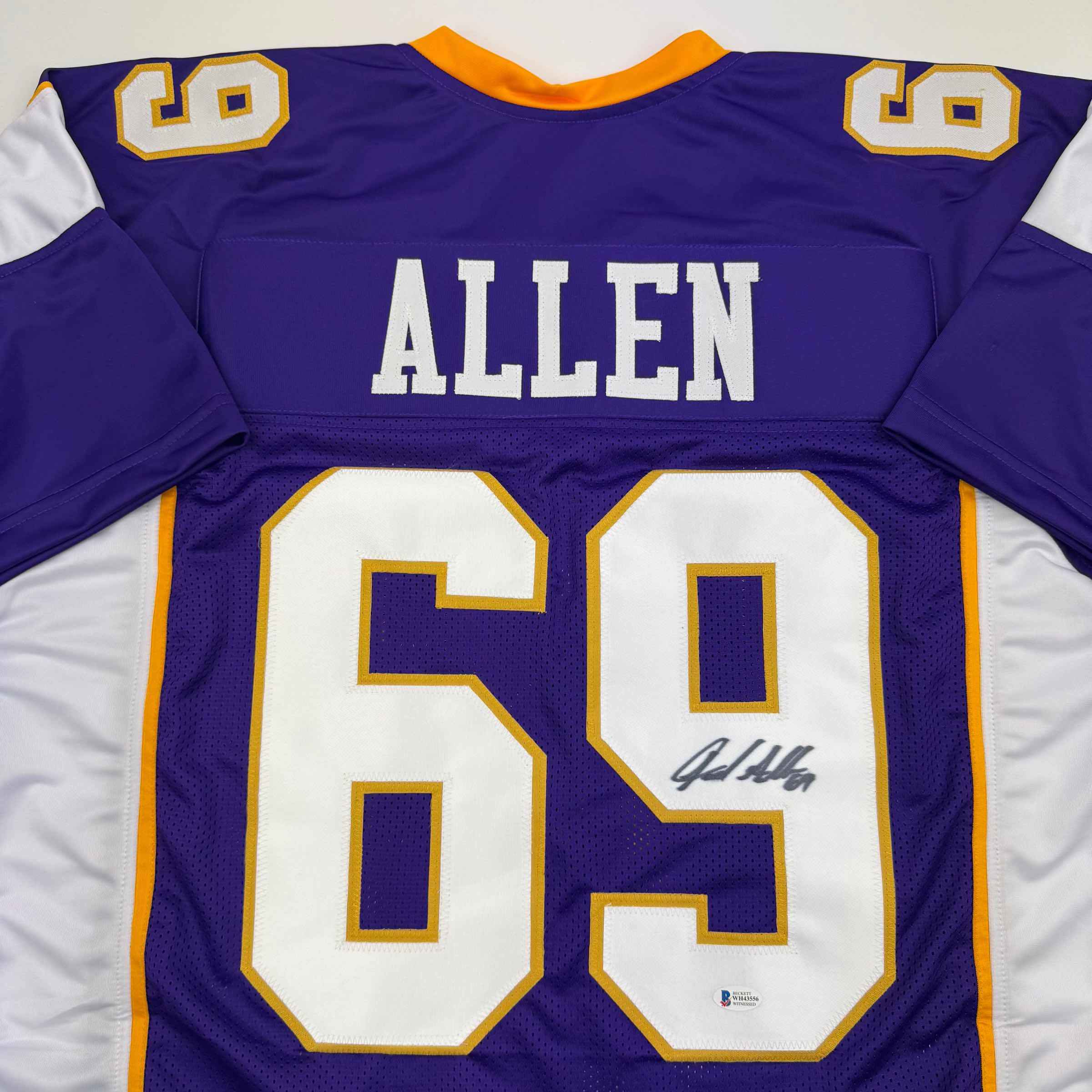Autographed/Signed Jared Allen Minnesota Purple Football Jersey Beckett BAS COA