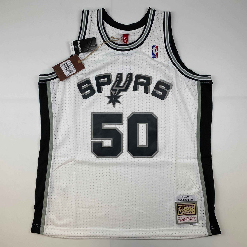 Autographed/Signed David Robinson San Antonio Spurs White Mitchell & Ness HWC Basketball Jersey Beckett BAS COA